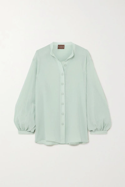 Shop Albus Lumen Levitas Cotton-crepon Shirt In Green