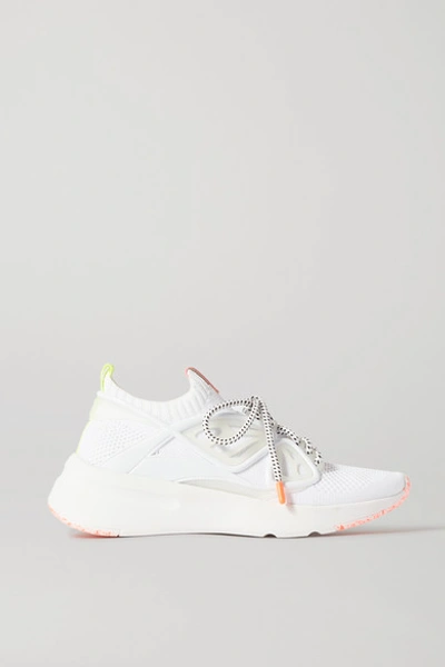 Shop Sophia Webster Leather And Rubber-trimmed Mesh Sneakers In White