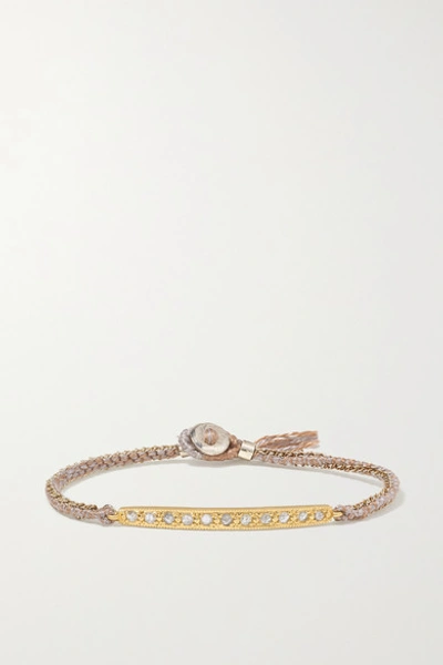 Shop Brooke Gregson 14-karat Gold, Sterling Silver, Silk And Diamond Bracelet