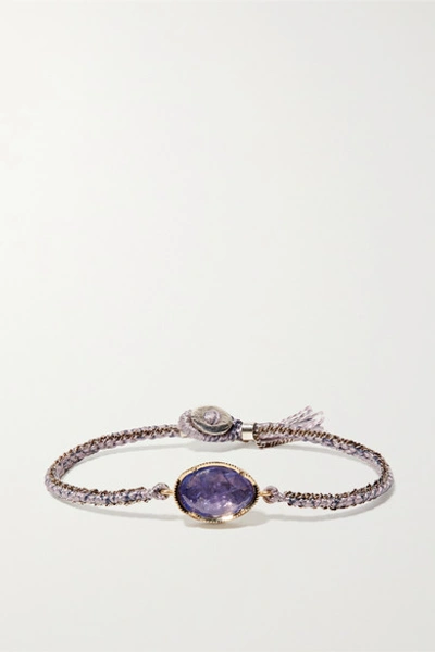 Shop Brooke Gregson Orbit 14-karat Gold, Sterling Silver, Silk And Tanzanite Bracelet