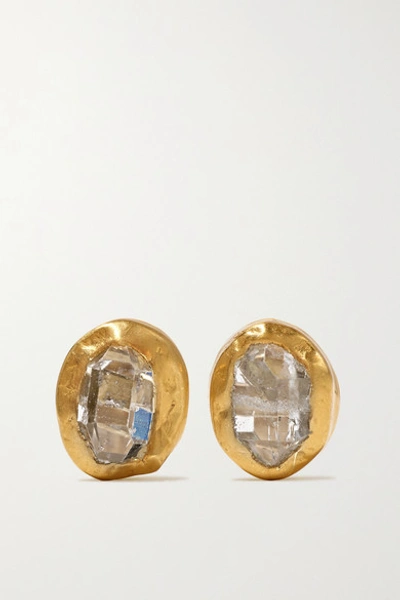 Shop Pippa Small 18-karat Gold Herkimer Diamond Earrings