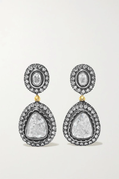 Shop Amrapali Sterling Silver-plated 14-karat Gold Diamond Earrings