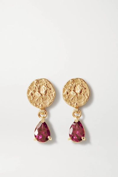 Shop Natasha Schweitzer Coin 9-karat Gold Garnet Earrings