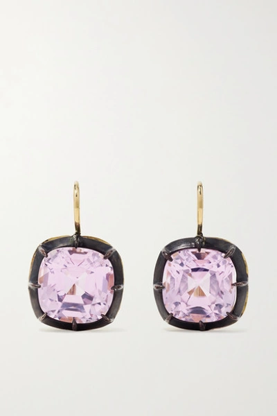 FRED LEIGHTON Collection silver-topped 18-karat gold kunzite earrings 