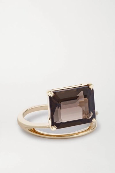 Shop Natasha Schweitzer Double Band 9-karat Gold Quartz Ring