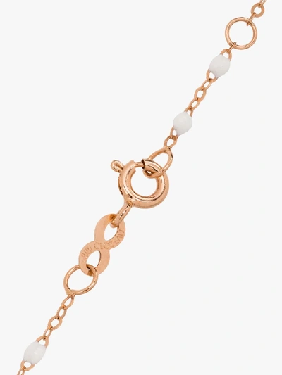 Shop Gigi Clozeau 18k Rose Gold Cross 42 Cm Beaded Diamond Necklace In 1 White