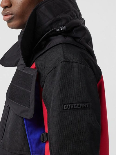 Shop Burberry Colour Block Nylon Jacket With Detachable Puffer In Black