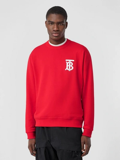 Shop Burberry Monogram Motif Cotton Sweatshirt In Bright Red