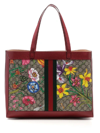 Shop Gucci Ophidia Gg Flora Medium Tote Bag In Multi