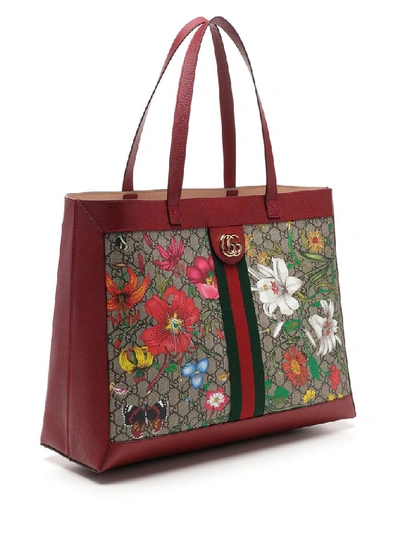 Shop Gucci Ophidia Gg Flora Medium Tote Bag In Multi