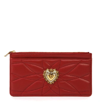 Shop Dolce & Gabbana Devotion Zipped Wallet In Red