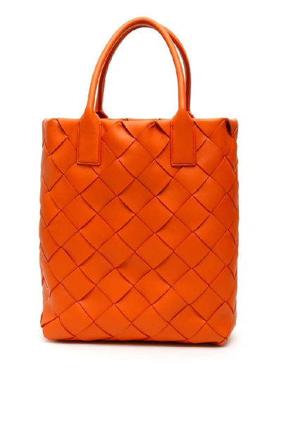 Bottega Veneta Maxi Cabat Intrecciato Leather Tote Bag In Orange