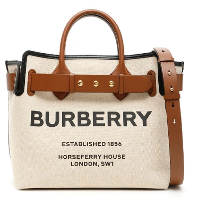 Shop Burberry Belted Medium Tote Bag In Multi