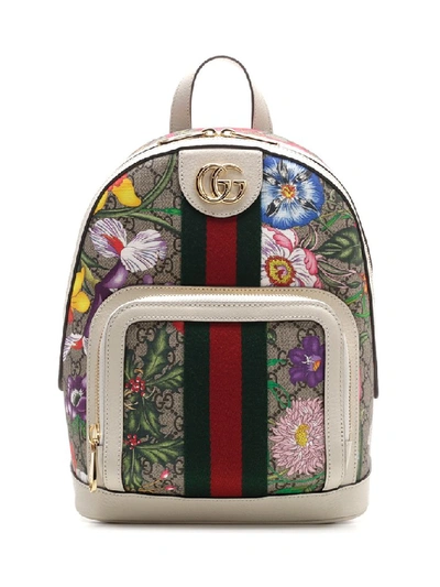 Shop Gucci Ophidia Gg Flora Small Backpack In Multi