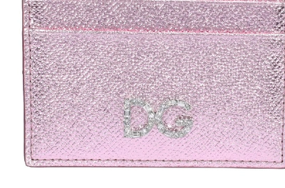 Shop Dolce & Gabbana Metallic Cardholder In Pink