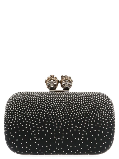 Shop Alexander Mcqueen Skull Stud Embellished Clutch Bag In Black