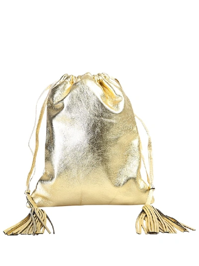 Shop Attico Metallic Drawstring Bucket Tote Bag In Gold
