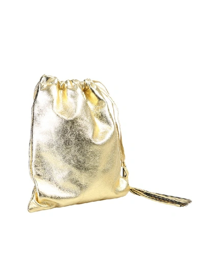 Shop Attico Metallic Drawstring Bucket Tote Bag In Gold
