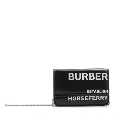 Shop Burberry Horseferry Printed Chain Cardholder In Black