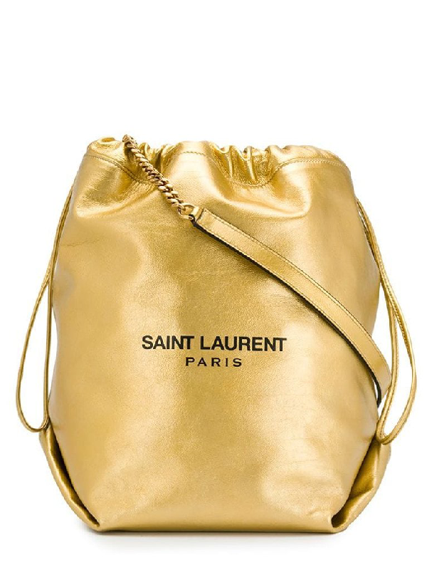 Saint Laurent Teddy Bucket Bag In Gold 