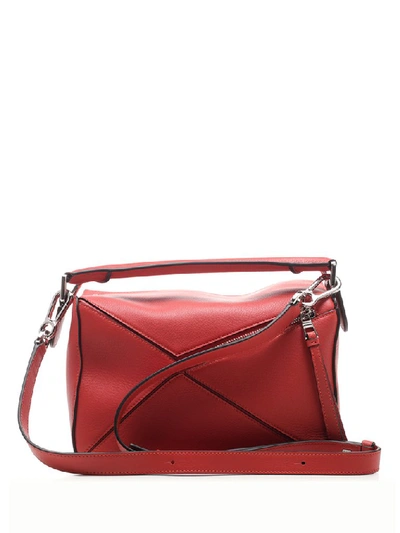 Shop Loewe Puzzle Small Shoulder Bag In Red