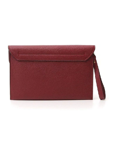 Shop Ferragamo Salvatore  Gancini Foldover Clutch Bag In Red