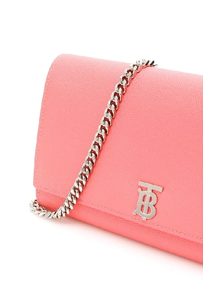 Shop Burberry Tb Monogram Chain Wallet In Pink