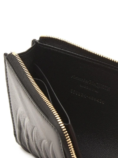 Shop Alexander Mcqueen Rib Cage Wallet In Black