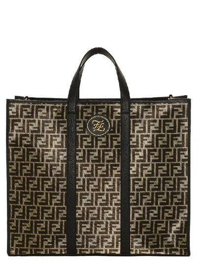 Shop Fendi Ff Logo Jacquard Motif Tote Bag In Multi