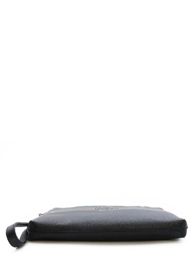 Shop Gucci Logo Printed Clutch Bag In Black