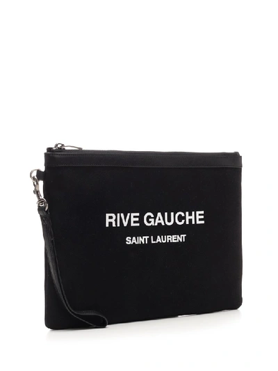 Shop Saint Laurent Rive Gauche Logo Pouch In Black