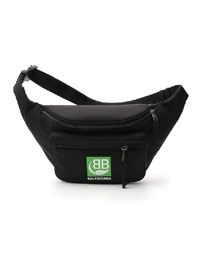 Shop Balenciaga Explorer Logo Patch Belt Bag In Black