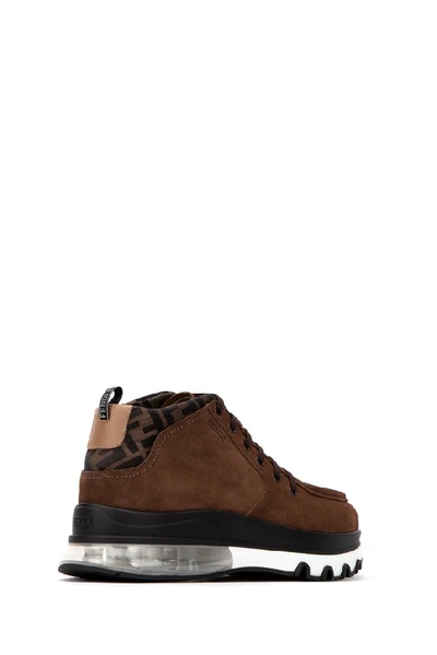 Shop Fendi Lace Up Sneakers In Brown