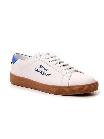 Shop Saint Laurent Court Classic Sl/06 Logo Embroidered Sneakers In White
