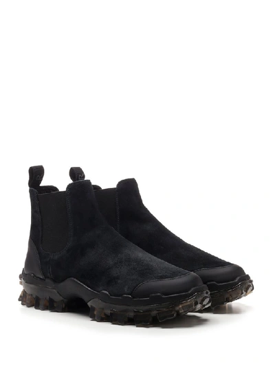 Shop Moncler Panelled Suede Ankle Boots In Black