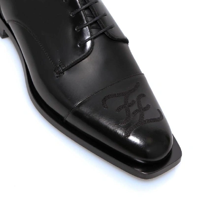 Shop Fendi Karligraphy Derby Shoes In Black