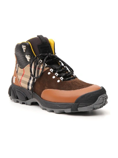 Shop Burberry Panelled Lace-up Hiking Boots In Multi