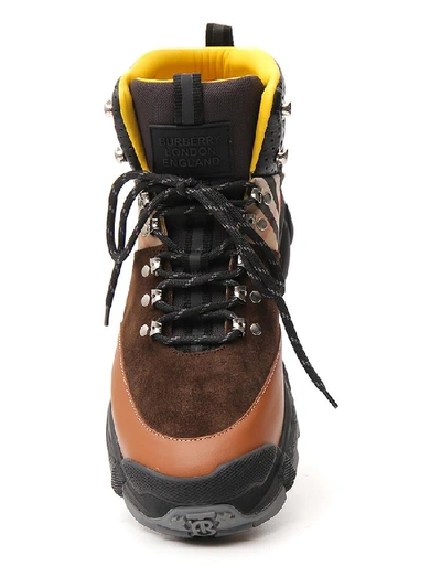 Shop Burberry Panelled Lace-up Hiking Boots In Multi
