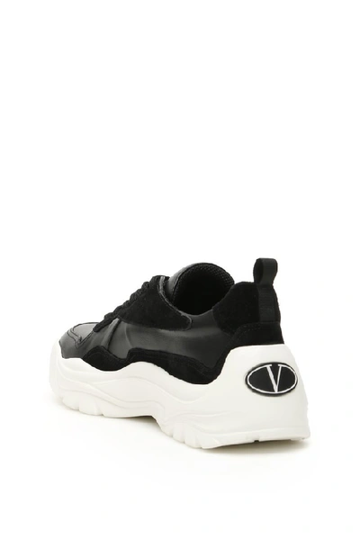 Shop Valentino Logo Chunky Sneakers In Nero Nero Nero Bianco
