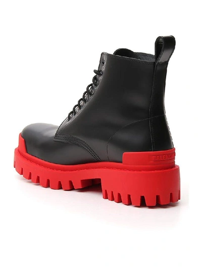 Balenciaga Black & Red Strike Boots