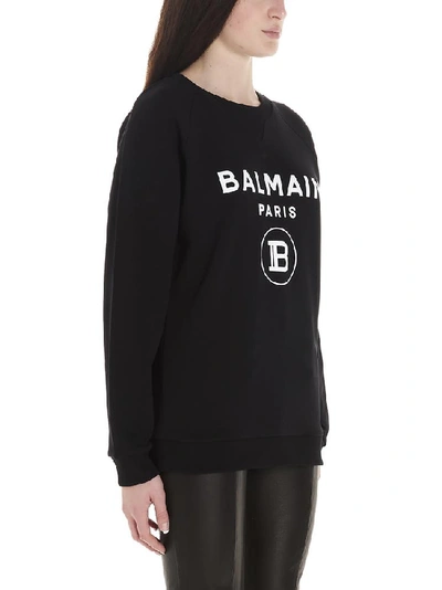 Shop Balmain Logo Sweatshirt In Black