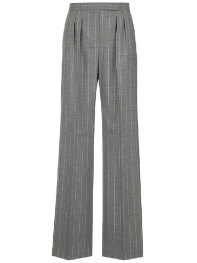 Shop Max Mara Striped Wide Leg Trousers In Grey
