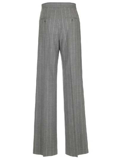 Shop Max Mara Striped Wide Leg Trousers In Grey