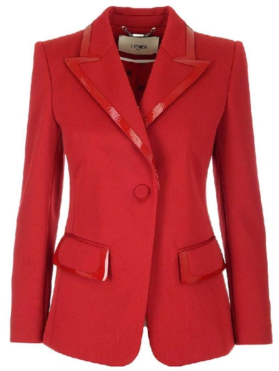 Shop Fendi Single Breasted Blazer In Red