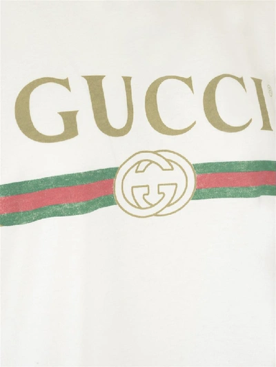 Shop Gucci Logo Print T In White