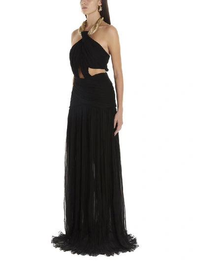 Shop Moschino Draped Halterneck Maxi Dress In Black