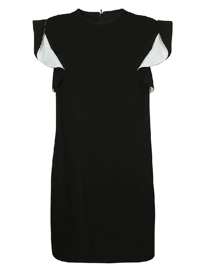 Shop Givenchy Ruffle Sleeve Straight Fit Dress In Black