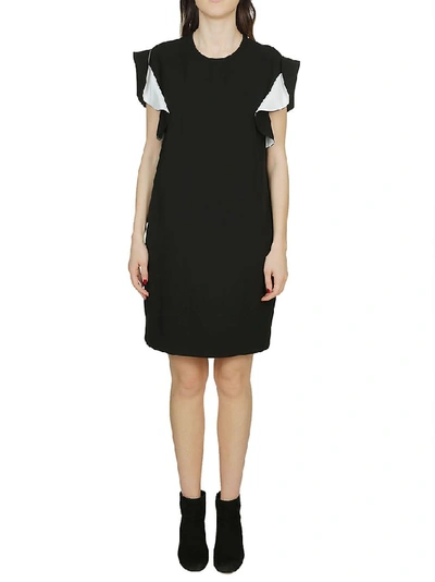 Shop Givenchy Ruffle Sleeve Straight Fit Dress In Black