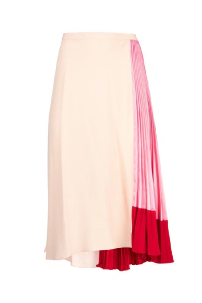 Shop Marni Pleated Colour Block Skirt In Pink