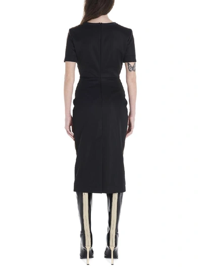 Shop Fendi Ff Monogram Side Striped Midi Dress In Black